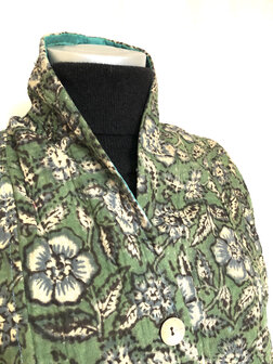 jasje/bomberjack vintage kantha met etnic  Bagru print-4- groen/beige/blauw