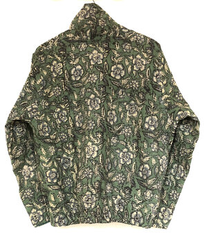 jasje/bomberjack vintage kantha met etnic  Bagru print-4- groen/beige/blauw