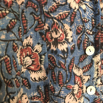 jasje/bomberjack vintage kantha met etnic  Bagru print-6- blauw/bessenrood