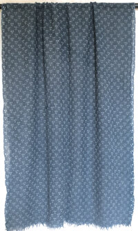 sjaal print merino wol light-5- petrolblauw  met stippen