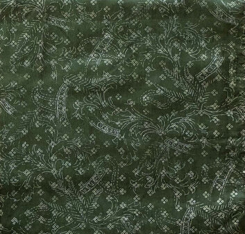 sjaal smal zijde print 1- donkergroen