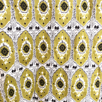 pyjamaset blockprint katoen 3- groen-oker/zwart