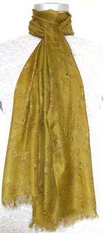 sjaal smal zijde print 2- goud