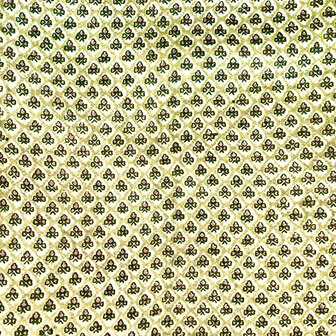 sjaal smal zijde print 5- olijgroen/pastelgeel