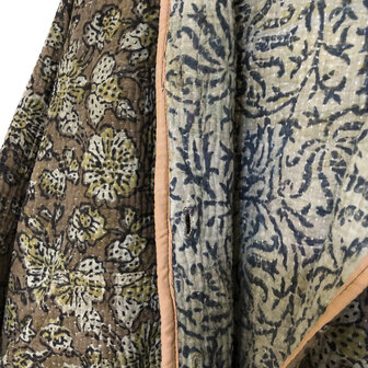 jasje/bomberjack vintage kantha met etnic  Bagru print-1 bruin/beige