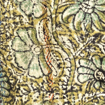 jasje/bomberjack vintage kantha met etnic  Bagru print-2-oker/turquoise