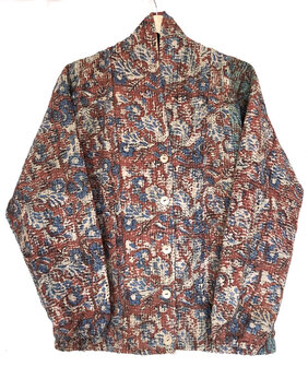 jasje/bomberjack vintage kantha met etnic  Bagru print-5-ossebloed-rood/blauw