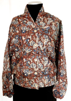 jasje/bomberjack vintage kantha met etnic  Bagru print-5-ossebloed-rood/blauw