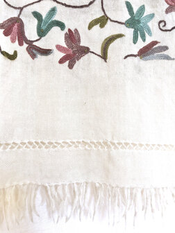  VERKOCHT-sjaal/omslagdoek wol etnic vintage Kashmir geborduurd multicolour