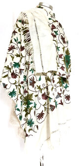  VERKOCHT-sjaal/omslagdoek wol etnic vintage Kashmir geborduurd multicolour