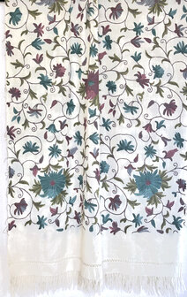  VERKOCHT-sjaal/omslagdoek wol etnic vintage Kashmir geborduurd multicolour
