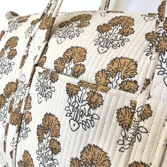 duffle bag/tas quilted katoen handblockprint 1- beige