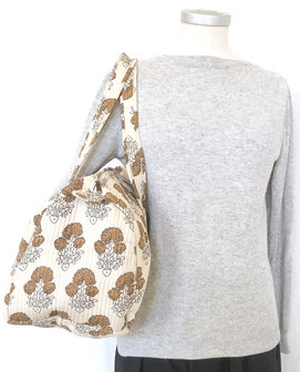 duffle bag/tas quilted katoen handblockprint 1- beige
