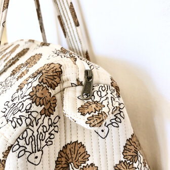 duffle bag/tas quilted katoen handblockprint 1- beige