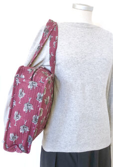 tote bag/tas quilted katoen blockprint 1- bessenrood
