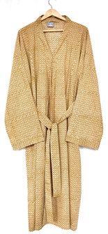  kimono/kamerjas L/XL zeefdrukprint 2- abrikoos/caramel