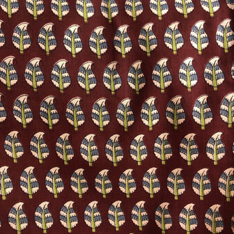  kimono/kamerjas L/XL hand blockprint 1- roest rood/bruin 