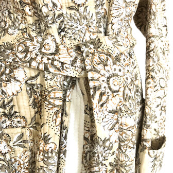  ochtendjas/kimono quilted katoen 8- zandgeel/khaki/bruin/wit