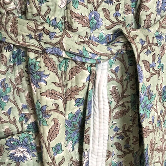  ochtendjas/kimono quilted katoen 7-aqua/turquoise/blauw/taupe
