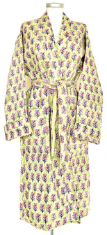  ochtendjas/kimono quilted katoen 9- lentegroen/roze