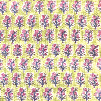  ochtendjas/kimono quilted katoen 9- lentegroen/roze