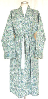  ochtendjas/kimono quilted katoen 11- zeegroen/petrol/aqua