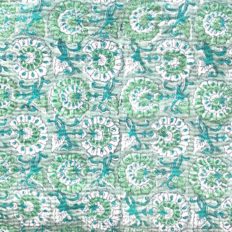  ochtendjas/kimono quilted katoen 11- zeegroen/petrol/aqua