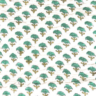  ochtendjas/kimono quilted katoen 12- wit/jadegroen