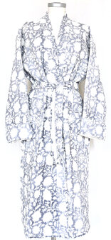  ochtendjas/kimono quilted katoen 13- licht lavendel/wit