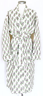  ochtendjas/kimono quilted katoen 16- lichtroze/groen op wit