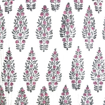  ochtendjas/kimono quilted katoen 17- roze/lichtgrijs op wit