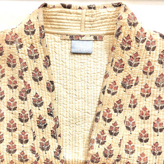  ochtendjas/kimono quilted katoen 20- abrikoos/terracotta/khaki