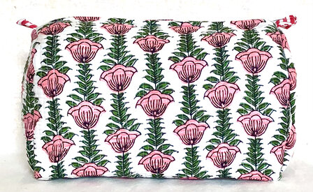 toilettas blockprint soft 6- roze/groen/wit