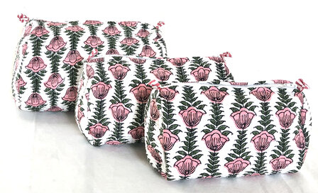 toilettas blockprint soft 6- roze/groen/wit