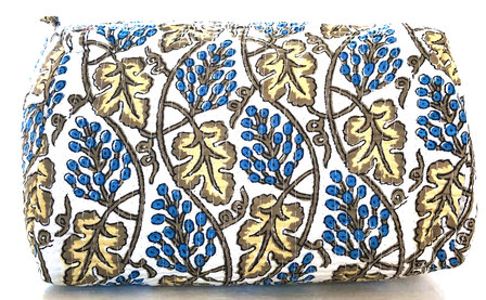 toilettas blockprint soft 7- blauw/geel/khaki