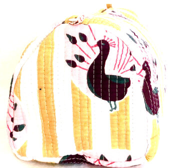 toilettas blockprint soft 8- geel/roze pauw