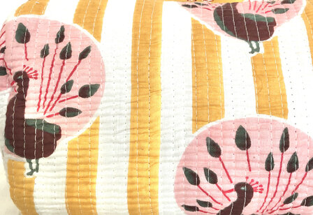 toilettas blockprint soft 8- geel/roze pauw