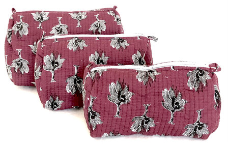 toilettas blockprint soft 10 - bordeaux/zwart