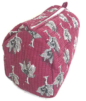 toilettas blockprint soft 10 - bordeaux/zwart