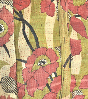 tas shopper XL vintage quilt 2- khaki/beige/framboosrood