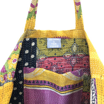 tas shopper XL vintage quilt 3- geel/paars/groen
