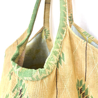 buideltas-shopper XL vintage quilt 4- geel/groen