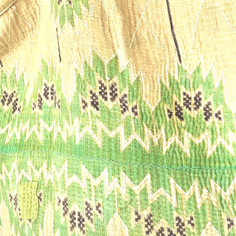buideltas-shopper XL vintage quilt 4- geel/groen