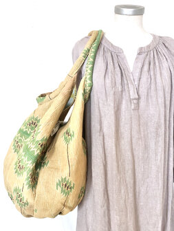 buideltas-shopper XL vintage quilt 4- geel/groen