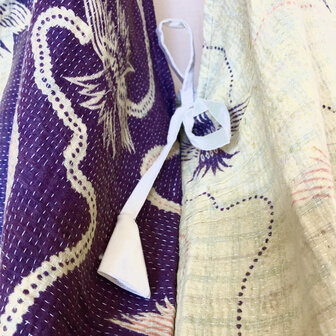 buideltas-shopper XL vintage quilt 5- paars/pastelgroen