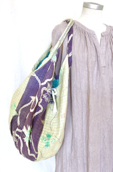 buideltas-shopper XL vintage quilt 5- paars/pastelgroen