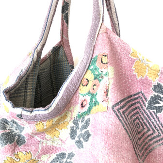 buideltas-shopper XL vintage quilt 6- roze/paars/groen