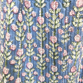  ochtendjas/kimono quilted katoen 15- hemelsblauw/roze/groen