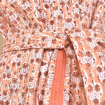  ochtendjas/kimono quilted katoen 18- roze/rood/wit