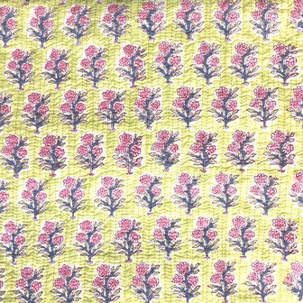  ochtendjas/kimono quilted katoen 9- lentegroen/roze